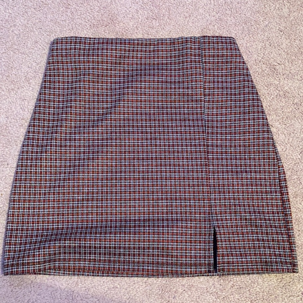 Plaid, red and white mini skirt.